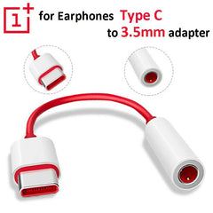 Type C to 3.5mm Earphone Converter | 3-in-1 Audio Adapter | White & Red