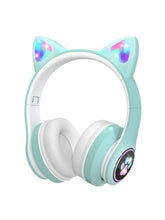 Cat Ear LED Headphones | Glowing Wireless Headset for Girls & Kids | Mint Green, Blue & Purple