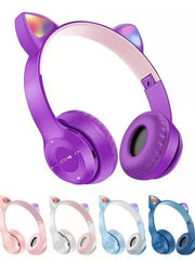 Cat Ear LED Headphones | Glowing Wireless Headset for Girls & Kids | Mint Green, Blue & Purple