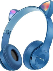 Cat Ear LED Headphones | Glowing Wireless Headset for Girls & Kids | Mint Green, Blue & Purple