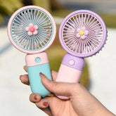 USB Rechargeable Mini Handheld Fan – Portable Cooling Fan for Home, Office & Outdoor | Yellow & Mint Green