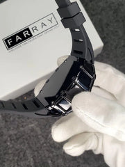 Richard Black Men's Skeleton Watch | Square Case Star Screws | Black Rubber Strap | Bold Sport Watch Pakistan