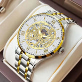 Unraion Skeleton Watch for Men | Two-Tone Gold Stainless Steel | Luxury Chain Watch Pakistan