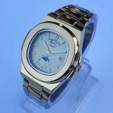 Men's Gold-Tone Watch | Moon Phase & Day-Date Display | Stainless Steel Band | Gift Box | Pakistan