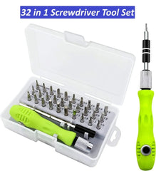 32-in-1 Precision Screwdriver Set with Green Handle – Durable Iron Bits, Ergonomic Grip & Compact Design | Electronics, Furniture & Home Repairs