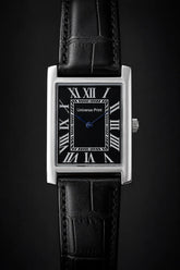 Men's Rectangular Watch | Roman Numeral Dial | Textured Leather Strap | Water Resistant | Gift Box Pakistan