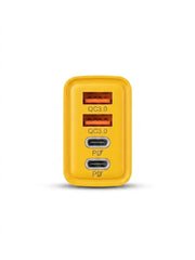 120W Fast Charging Travel Adapter with 4 USB Ports – GaN 5-in-1 USB-C Wall Charger | Compatible with iPhone, Samsung, Xiaomi & More (Yellow)
