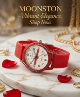 Women's Red Silicone Watch | Crystal Accent Dial | Lightweight Sweat-Resistant | Eid & Daily Wear Pakistan