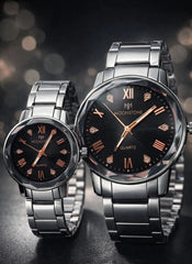 Couple Watches Set | Stainless Steel Quartz Watches for Him & Her