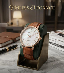 Men's Luxury Watch | Gold Dial | Green Leather Strap | Water Resistant | Comfort Fit | Imported Quality Pakistan