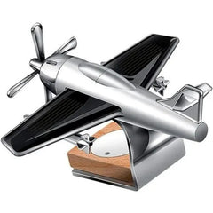 Solar Powered Aircraft Car Air Freshener – Silver Aeroplane Dashboard Decoration & Perfume