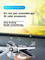 Solar Powered Aircraft Car Air Freshener – Silver Aeroplane Dashboard Decoration & Perfume
