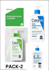 CeraVe Hydrating Facial Cleanser 236ml & Daily Moisturizing Lotion 355ml – Ceramides & Hyaluronic Acid | Pack of 2