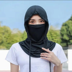 Sun Protection Face Mask – Breathable Nylon Cloth Mask for Men & Women | Black & Grey | XL