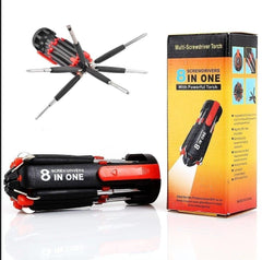 8-in-1 Stainless Steel Screwdriver Set – Portable Compact Multi-Bit Tool Kit | Black
