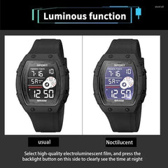 Men's Digital Sport Watch | Black & Green | Square Face | 3 ATM Waterproof | Silicone Band | Quartz Pakistan