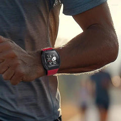Men's Digital Sport Watch | Black & Green | Square Face | 3 ATM Waterproof | Silicone Band | Quartz Pakistan