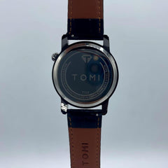Men's Face Gear Watch | Off-White Roman Numeral Dial | Transparent Gear Mechanism | Black Leather Strap | Swiss-Inspired Pakistan