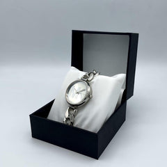 Women's Silver Stainless Steel Watch | Minimalist Dial | Chain Bracelet | Water Resistant | 12-Hour Analogue Pakistan