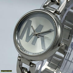 Women's Silver Stainless Steel Watch | Minimalist Dial | Chain Bracelet | Water Resistant | 12-Hour Analogue Pakistan