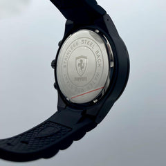 Men's Racing Chronograph Watch | Black Dial Red & White Accents | 5 ATM Water Resistant | Rubber Strap | Date Display Pakistan