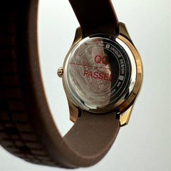 Men's Octagonal Watch | Dark Textured Dial Luminous Markers | Brown Rubber Strap | Date Display | Quartz Pakistan