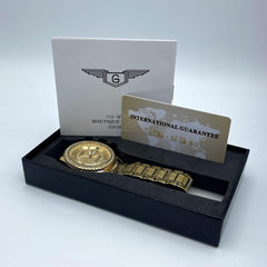Men's Gold Quartz Watch – Crystal Bezel & Roman Numerals | Luxury Stainless Steel Timepiece 2026