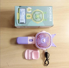 Premium Portable Rechargeable Fan with Stand | USB Mini Desk Fan – Fast Charge, Lightweight & Eco-Friendly