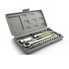 40-Piece Socket Wrench Set – Chrome Vanadium Steel with Metric & Fractional Sizes | Grey Case