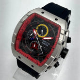 Ferrucci Men's Chronograph Watch | Red Bezel Black Dial | Silicone Strap | Date Function | Sporty Watch Pakistan