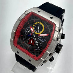 Ferrucci Men's Chronograph Watch | Red Bezel Black Dial | Silicone Strap | Date Function | Sporty Watch Pakistan