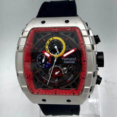 Ferrucci Men's Chronograph Watch | Red Bezel Black Dial | Silicone Strap | Date Function | Sporty Watch Pakistan