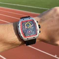 Ferrucci Men's Chronograph Watch | Red Bezel Black Dial | Silicone Strap | Date Function | Sporty Watch Pakistan