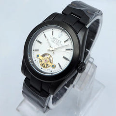 Men's Automatic Watch | Black PVD Stainless Steel | Open Heart White Dial | Screw-Down Crown | Pakistan