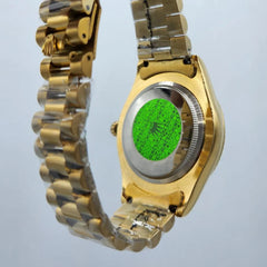Men's Automatic Watch | Olive Green Roman Numeral Dial | Fluted Bezel | Gold President Bracelet | Pakistan