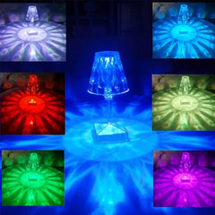 16-Color LED Table Lamp with Remote Control – USB Rechargeable Crystal ABS Mood Light for Home, Office & Outdoor