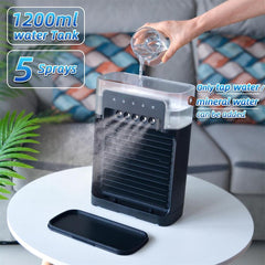 Portable Mini Air Cooler with Remote Control | Black | Water-Cooled Personal AC for Home & Office