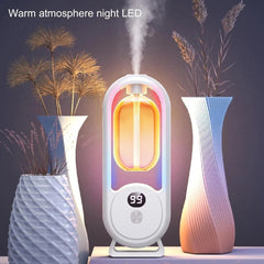 Portable USB Air Humidifier with LED Light – Quiet Mist, Digital Display & Sleek White Design | Bedroom, Office & Living Room