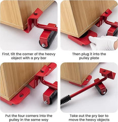 Heavy Duty Portable Furniture Mover Set – Metal Moving Tool for Sofa, Bed & Tables | Red