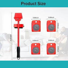 Heavy Duty Portable Furniture Mover Set – Metal Moving Tool for Sofa, Bed & Tables | Red
