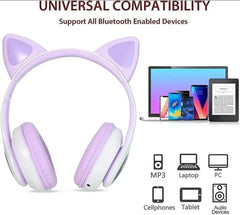 Wireless Cat Ear LED Headphones – Bluetooth, Multicolor Glowing Paw Design for Teens & Young Adults