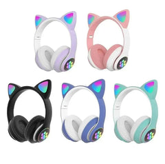 Wireless Cat Ear LED Headphones – Bluetooth, Multicolor Glowing Paw Design for Teens & Young Adults