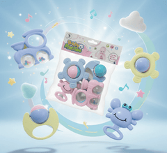 Baby Rattles Toy Set | 4-Piece Easy-Grip Sensory Rattles | Soft Pastel Colors | Newborn & Infant Toy