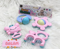 Baby Rattles Toy Set | 4-Piece Easy-Grip Sensory Rattles | Soft Pastel Colors | Newborn & Infant Toy