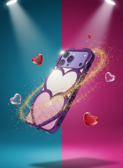 Luxury Double Heart Glitter iPhone Case | Reflective Transparent Back Cover