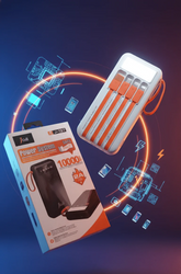 J-Cell Power Bank 10000mAh | 2A Quick Charge, Built-In 3-in-1 Cables