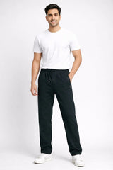 Classic Black Zipper Track Pants – Straight-Leg Sweatpants with Zip Pockets