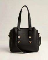 Handbag with Shoulder Strap for Women – Structured PU Leather Bag with Gold Hardware