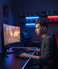 RGB Gaming Headphone – Multicolor LED Lighting, Built-In Adjustable Mic & Over-Ear Wired Design | Immersive Gaming Audio
