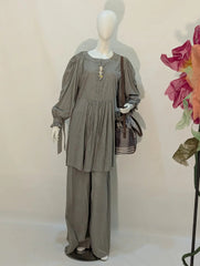 Textured Co-Ord Set – Long Tunic & Wide-Leg Pants for Women